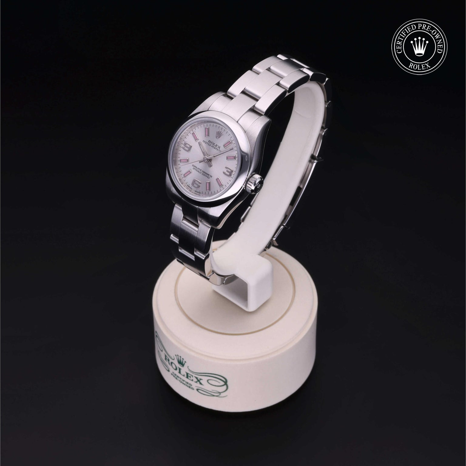 Rolex CPO Oyster Perpetual M176200 front on white background
