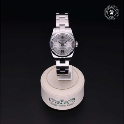 Rolex Certified Pre-owned Oyster Perpetual M176200-0012 front on black background