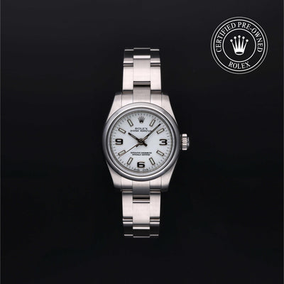 Rolex Certified Pre-owned Oyster Perpetual M176200-0011 front on black background