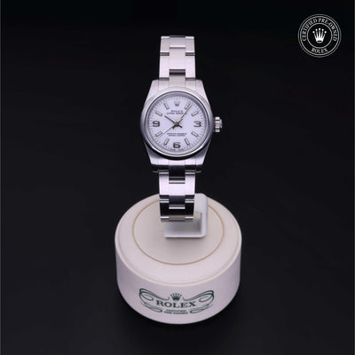Rolex Certified Pre-owned Oyster Perpetual M176200-0011 front on black background