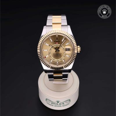Rolex Certified Pre-owned Sky-Dweller M326933-0001 front on black background