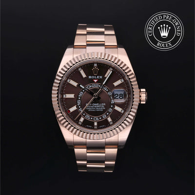 Rolex Certified Pre-owned Sky-Dweller M326935-0006 front on black background