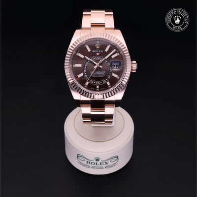 Rolex Certified Pre-owned Sky-Dweller M326935-0006 front on black background