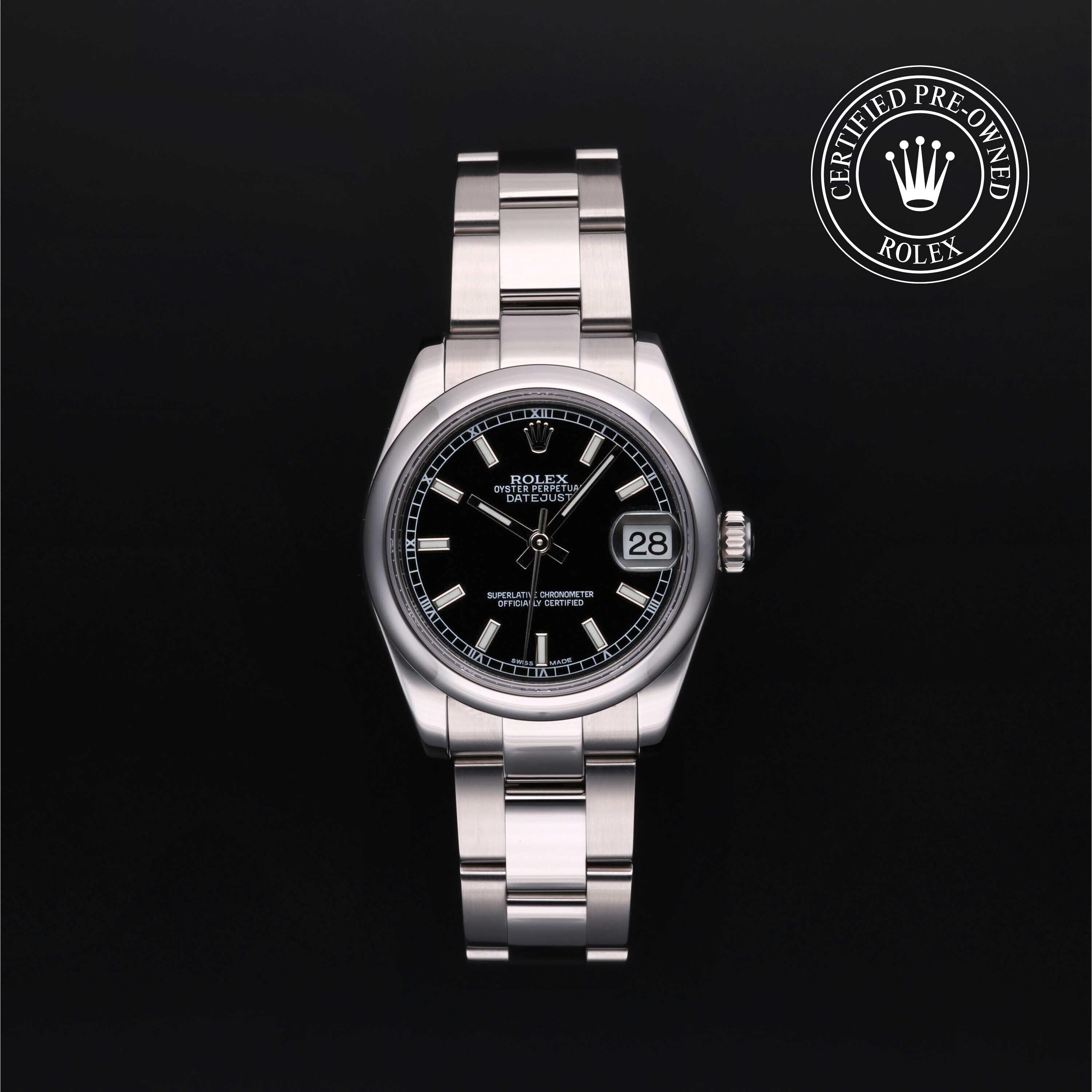 Rolex Certified Pre-owned Lady Datejust M178240-0025 front on black background