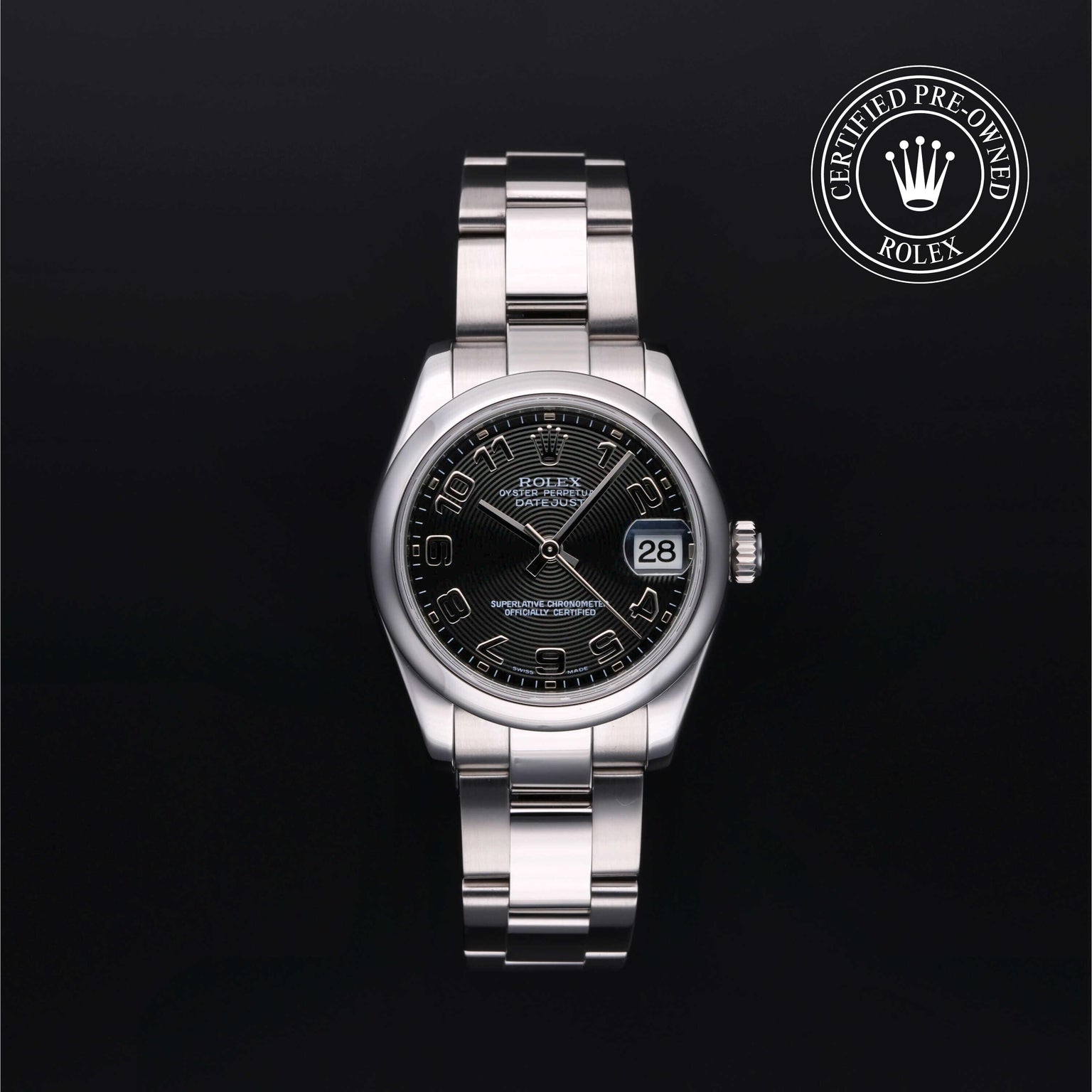 Rolex Certified Pre-owned Lady Datejust M178240-0011 front on black background