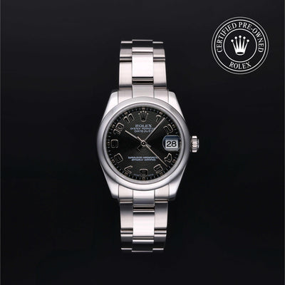 Rolex Certified Pre-owned Lady Datejust M178240-0011 front on black background