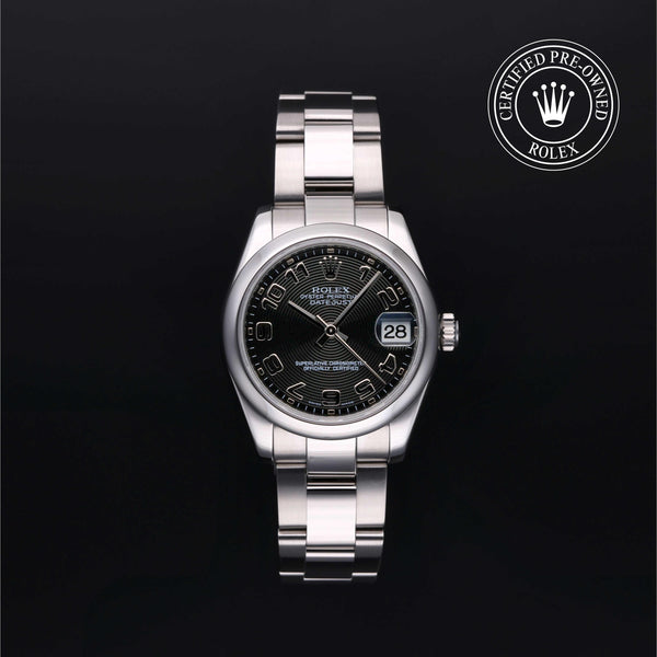 Rolex Certified Pre-owned Lady Datejust M178240-0011 front on black background