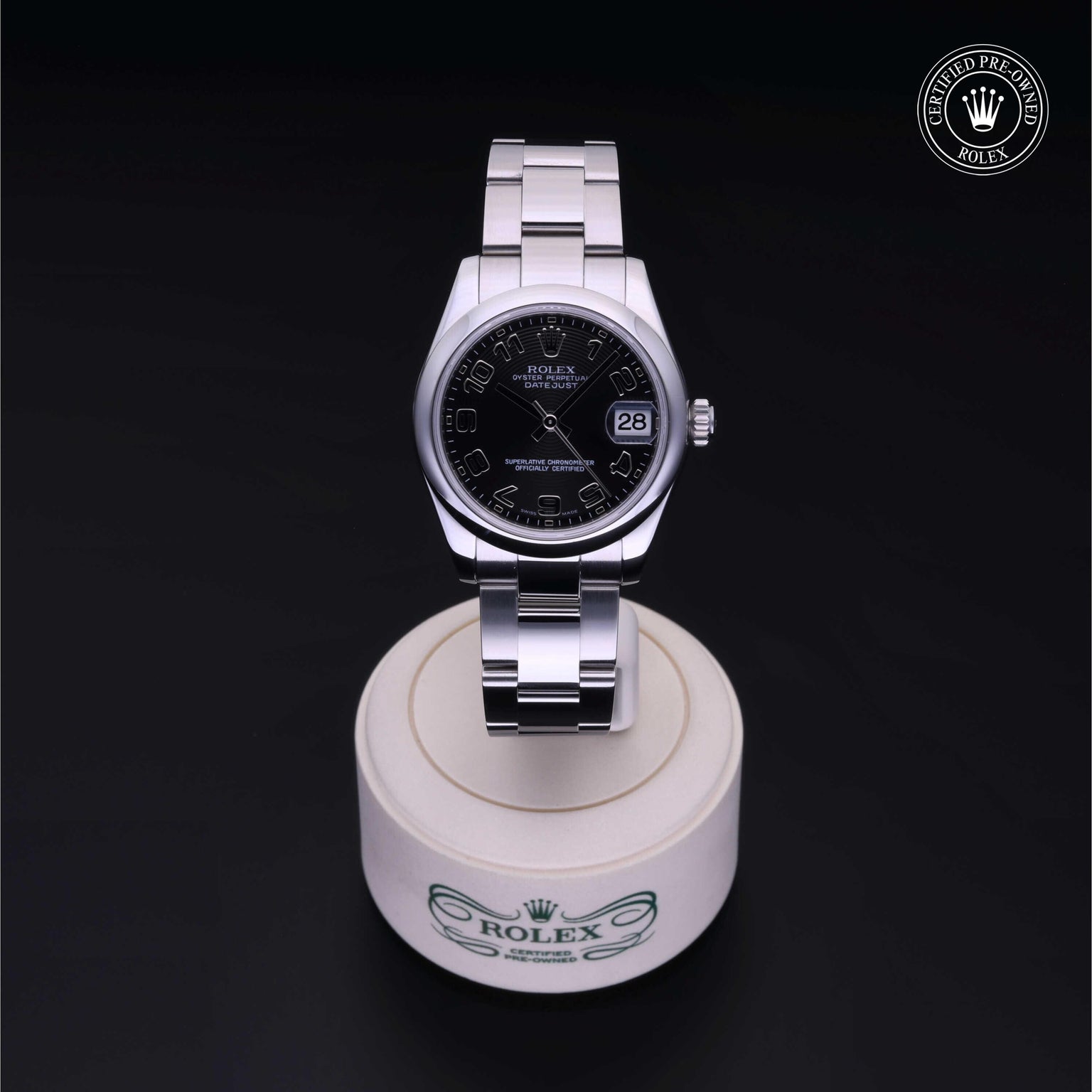 Rolex Certified Pre-owned Lady Datejust M178240-0011 front on black background