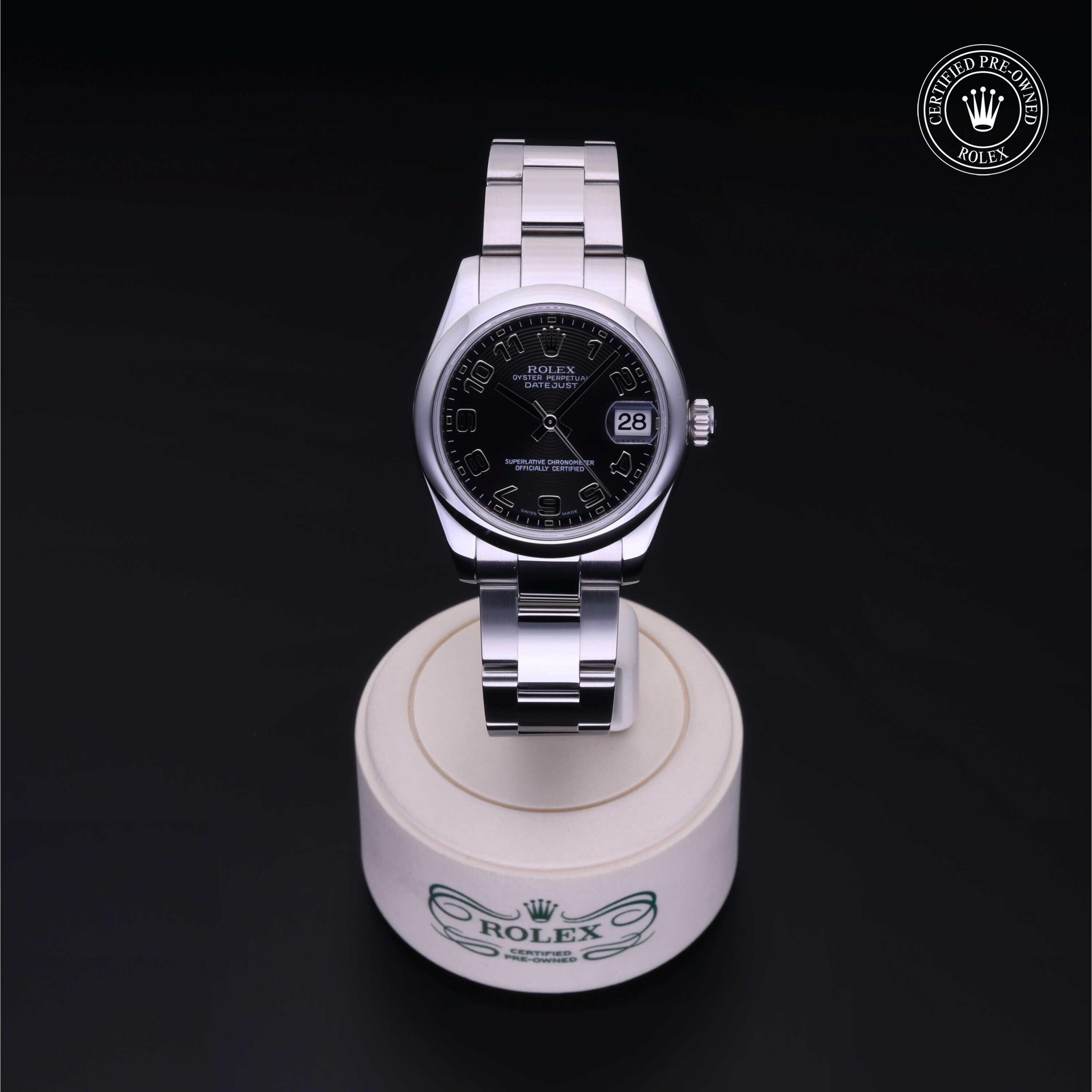 Rolex Certified Pre-owned Lady Datejust M178240-0011 front on black background