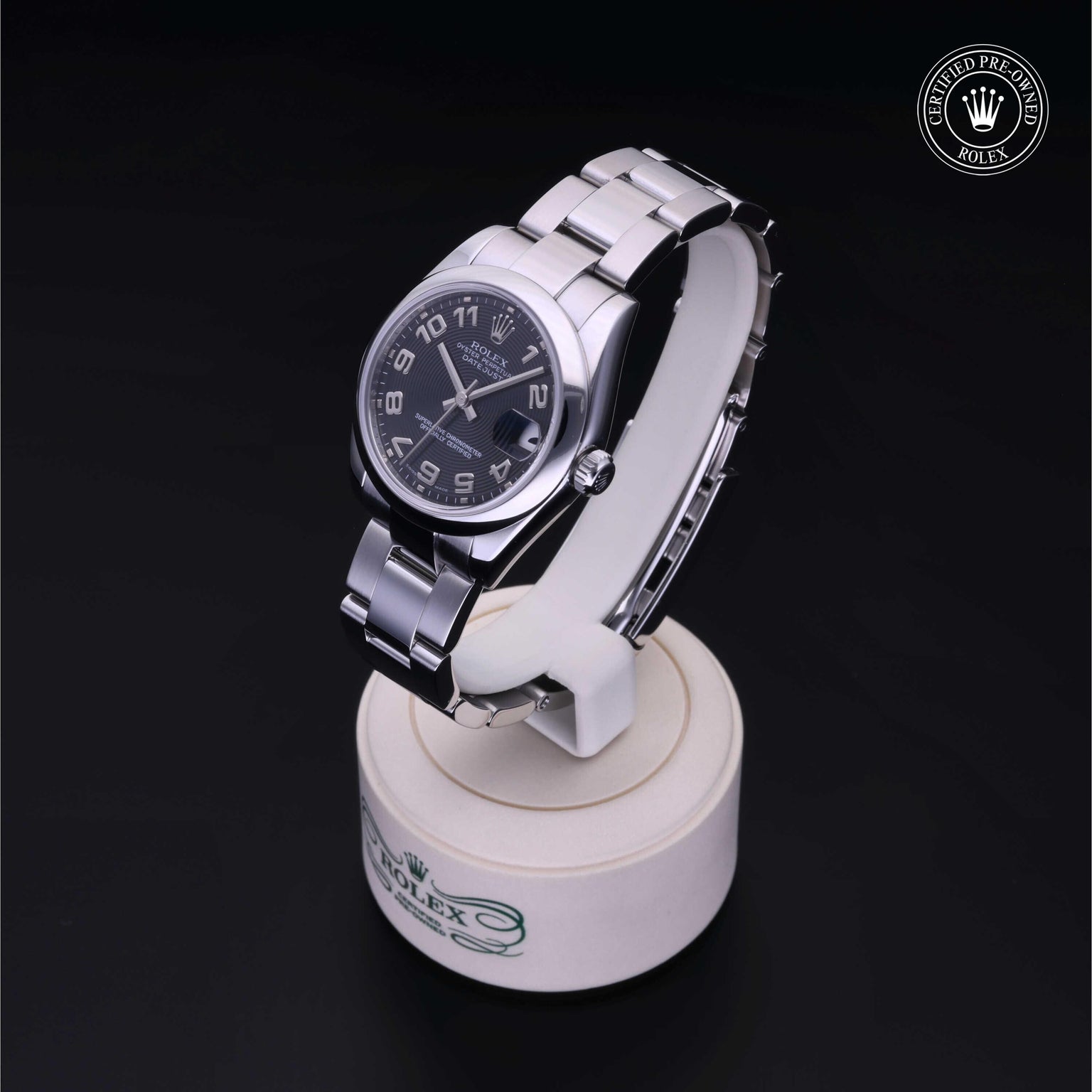 Rolex Certified Pre-owned Lady Datejust M178240-0011 front on black background