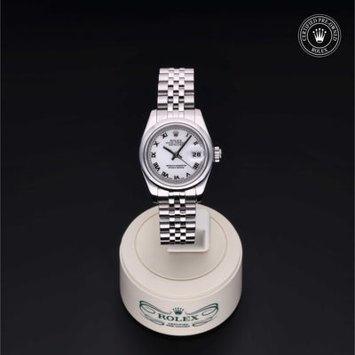 Rolex Certified Pre-owned Lady Datejust M179160-0003 front on black background