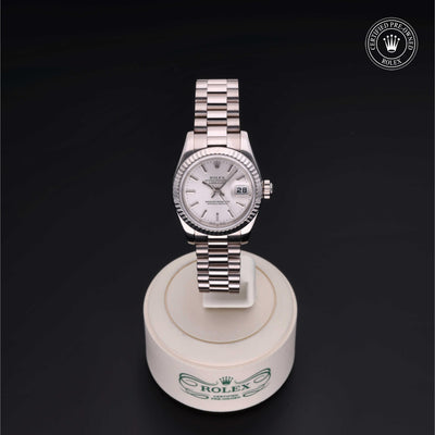 Rolex Certified Pre-owned Lady Datejust M179179-0078 front on black background