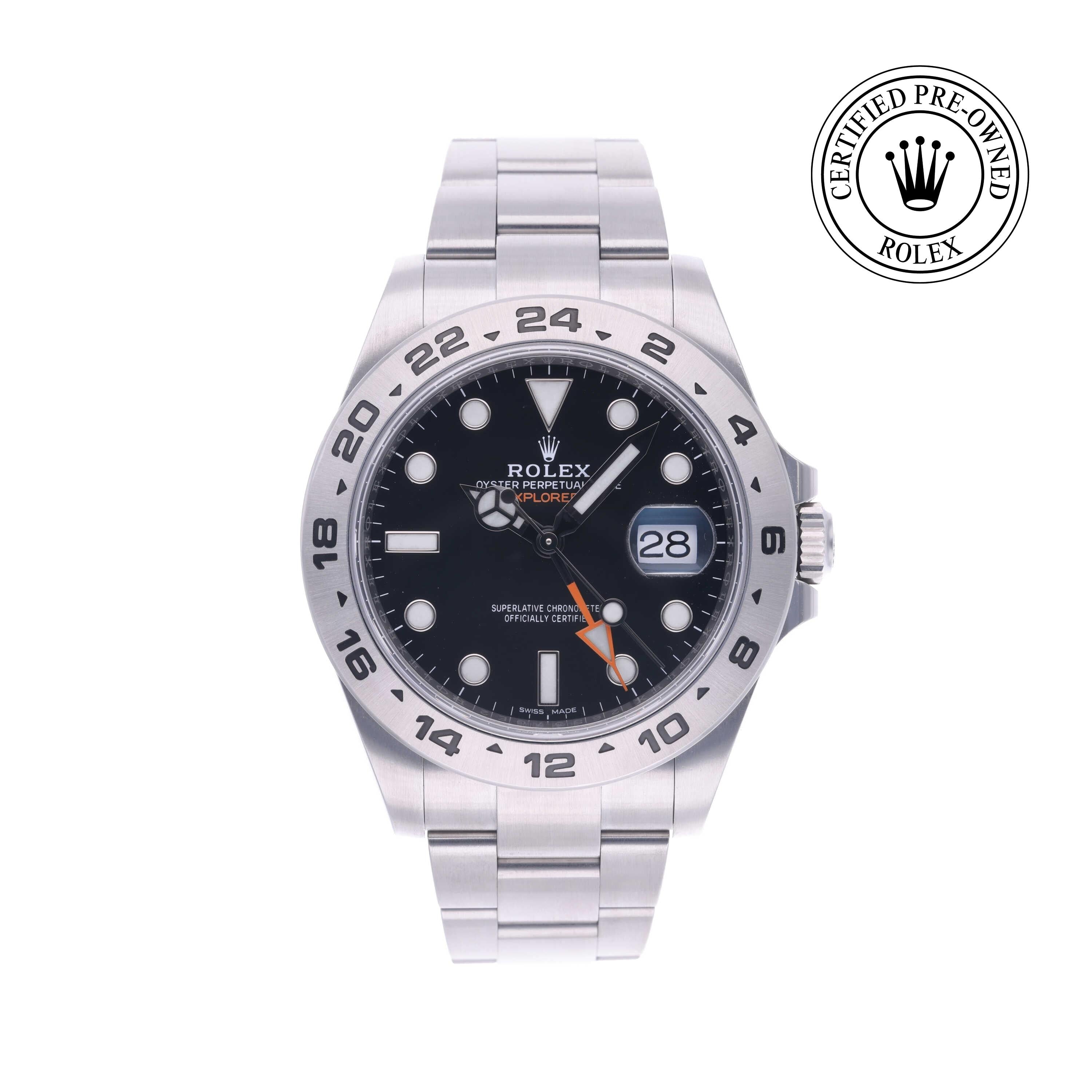 Rolex Certified Pre-owned Explorer M216570-0002 front on white background