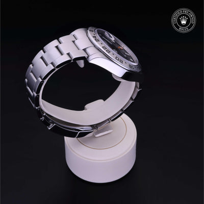 Rolex Certified Pre-owned Explorer M216570-0002 front on black background