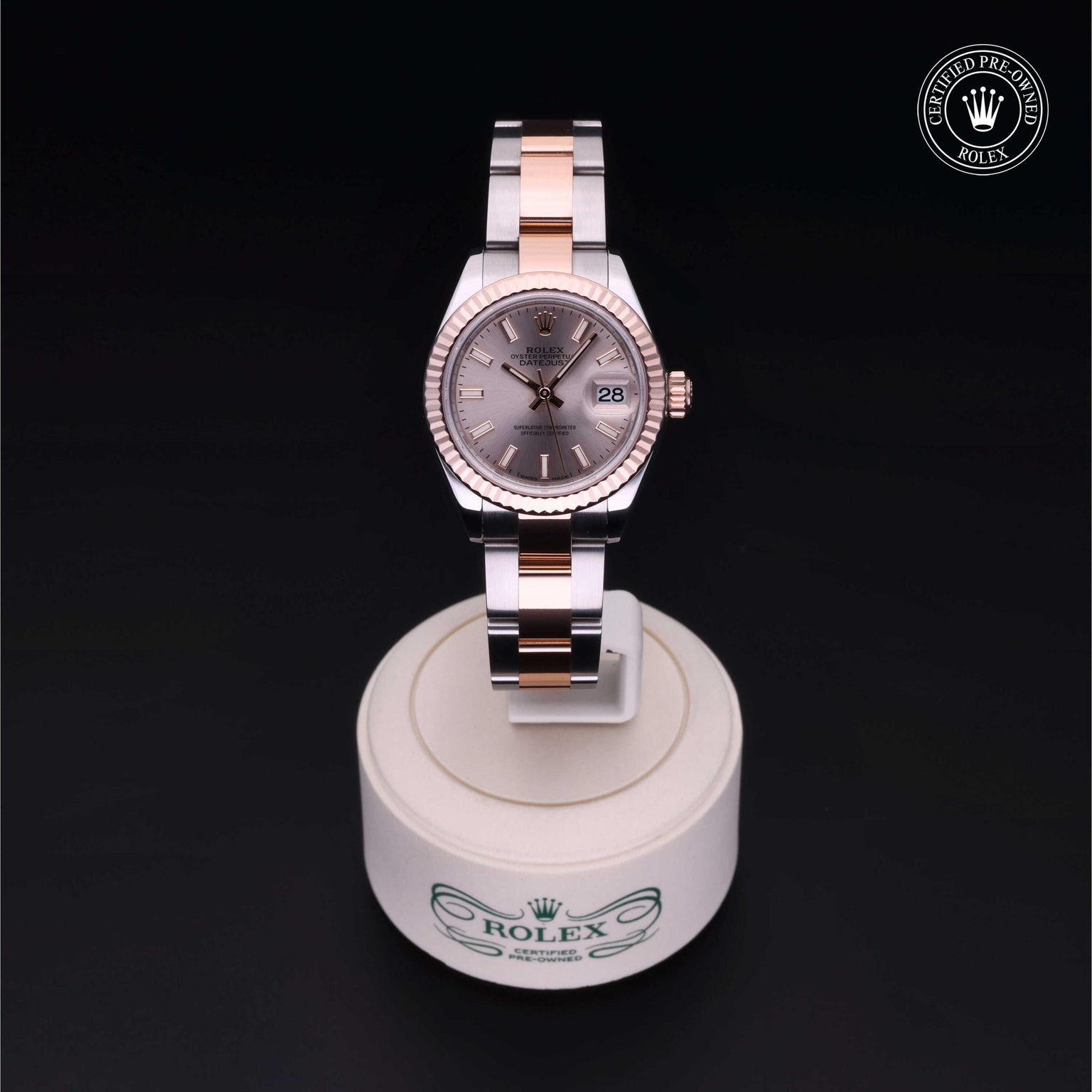 Rolex Certified Pre-owned Lady Datejust M279171-0002 front on black background