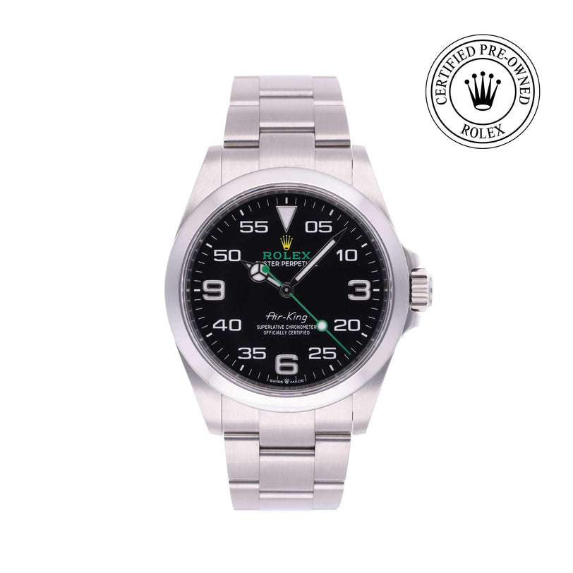 Rolex Certified Pre-owned Air-King M126900-0001 front on white background
