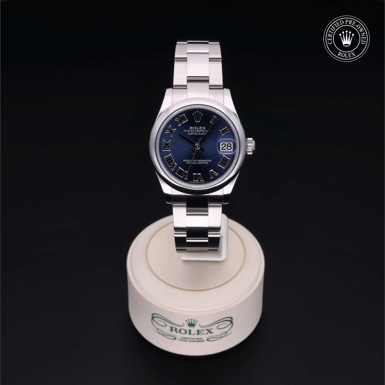 Rolex Certified Pre-owned Lady Datejust M278240-0017 front on black background