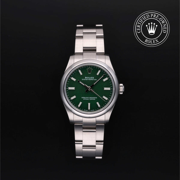 Rolex CPO Oyster Perpetual M277200 front on white background