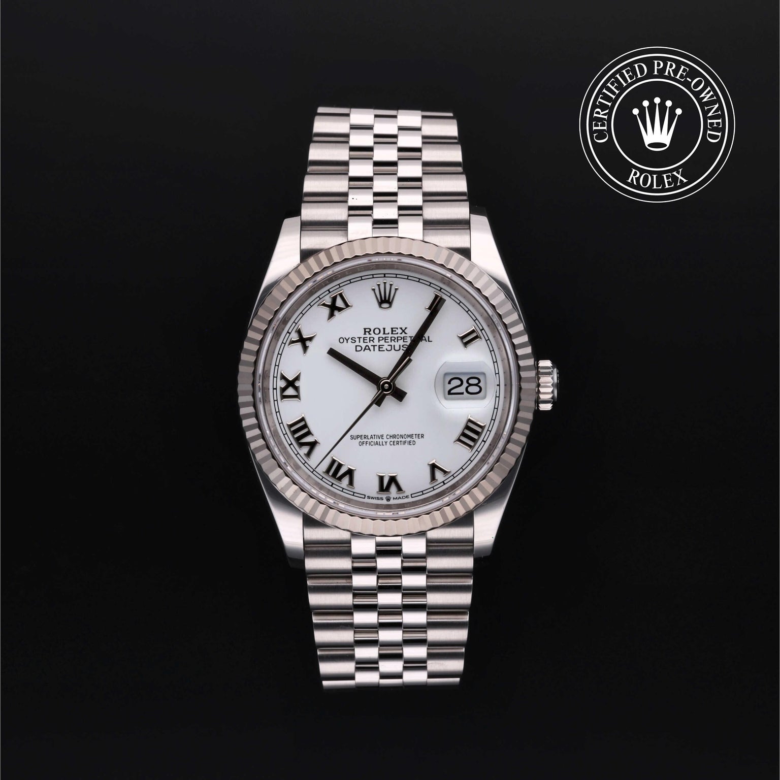 Rolex CPO Datejust M126234 front on white background