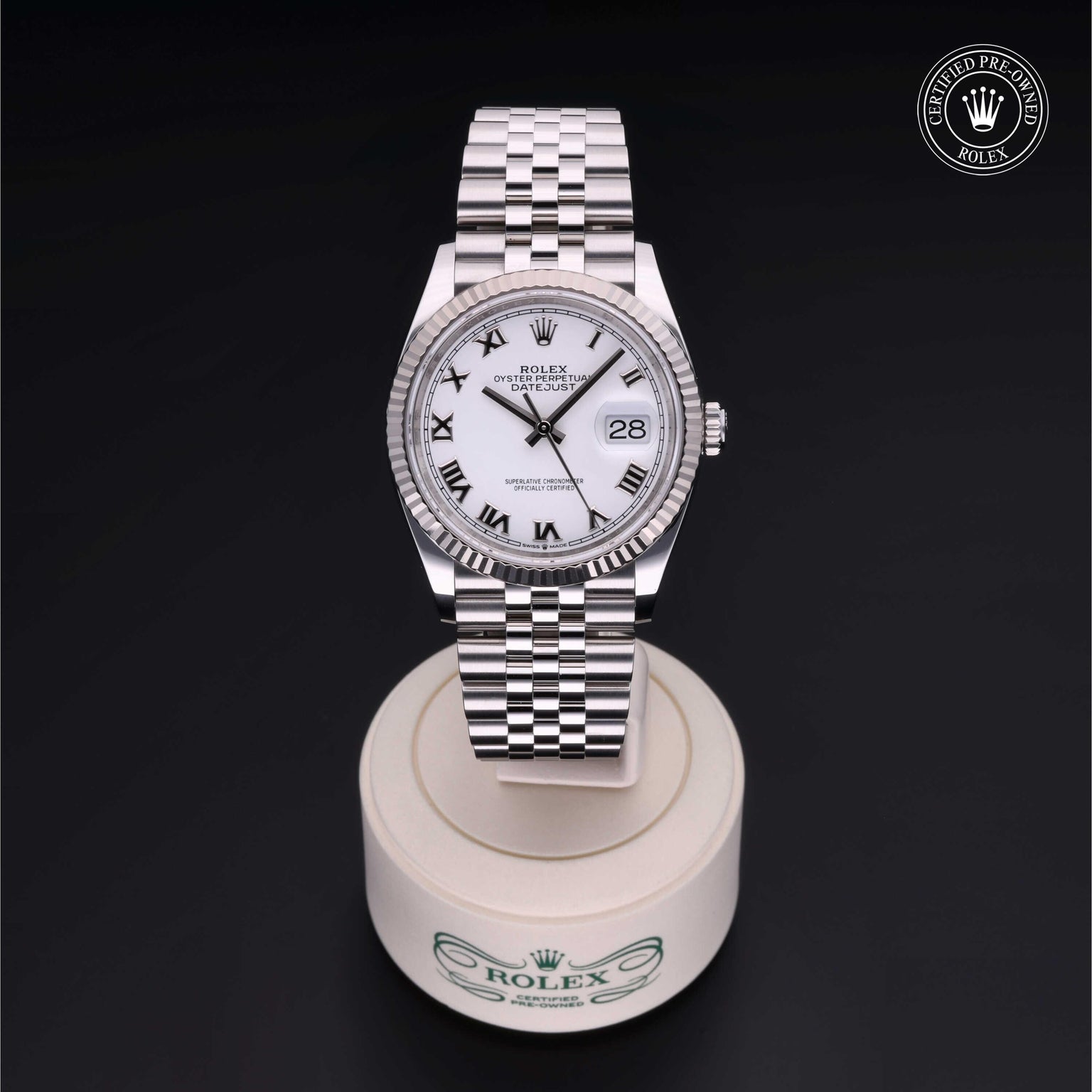 Rolex CPO Datejust M126234 front on white background