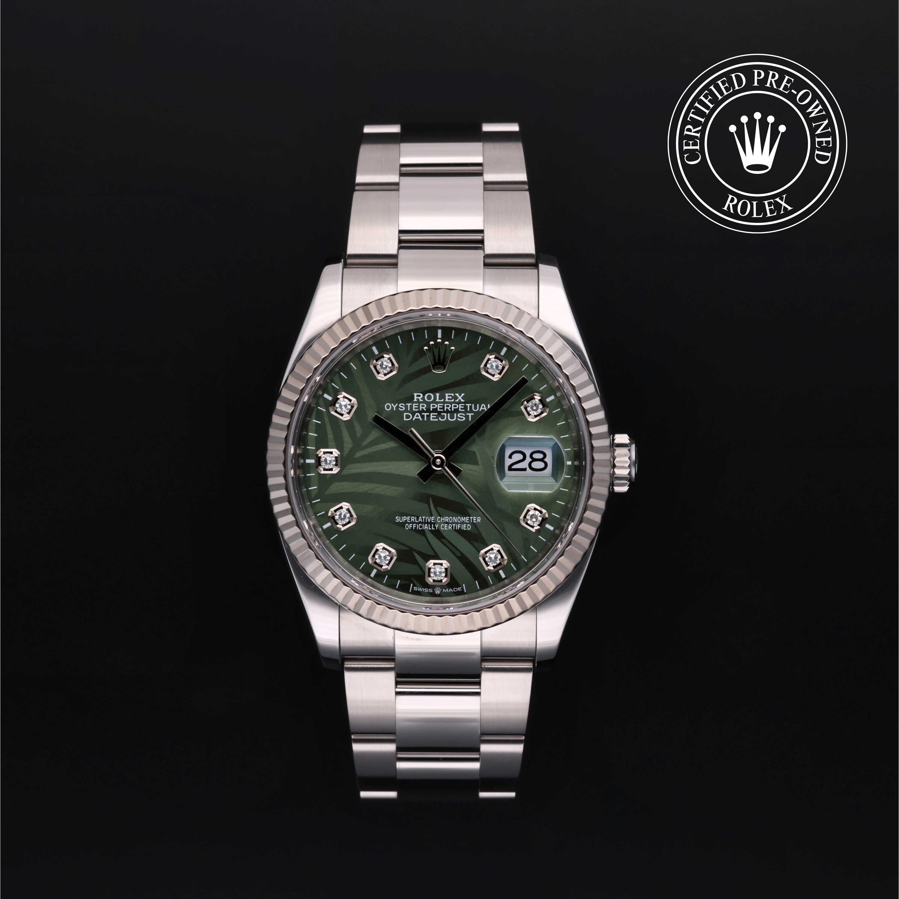 Rolex Certified Pre-owned Datejust M126234-0056 front on black background