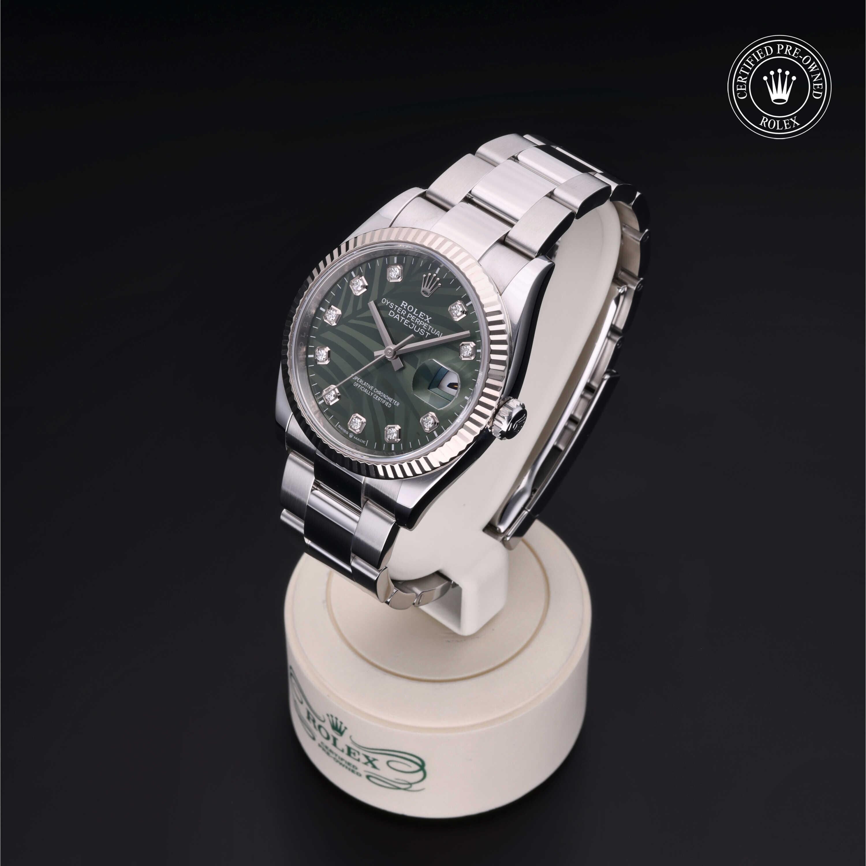 Rolex Certified Pre-owned Datejust M126234-0056 front on black background