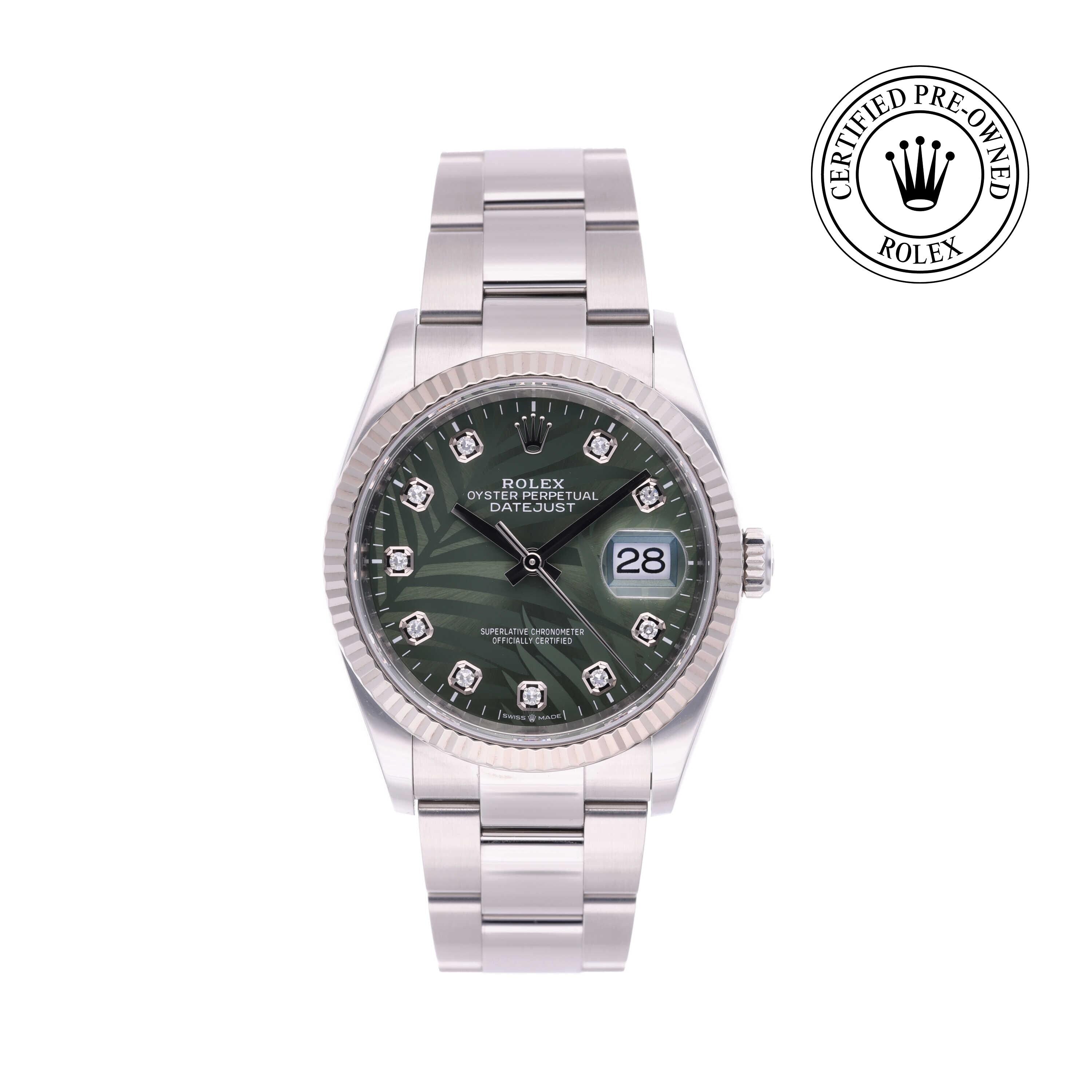 Rolex Certified Pre-owned Datejust M126234-0056 front on white background