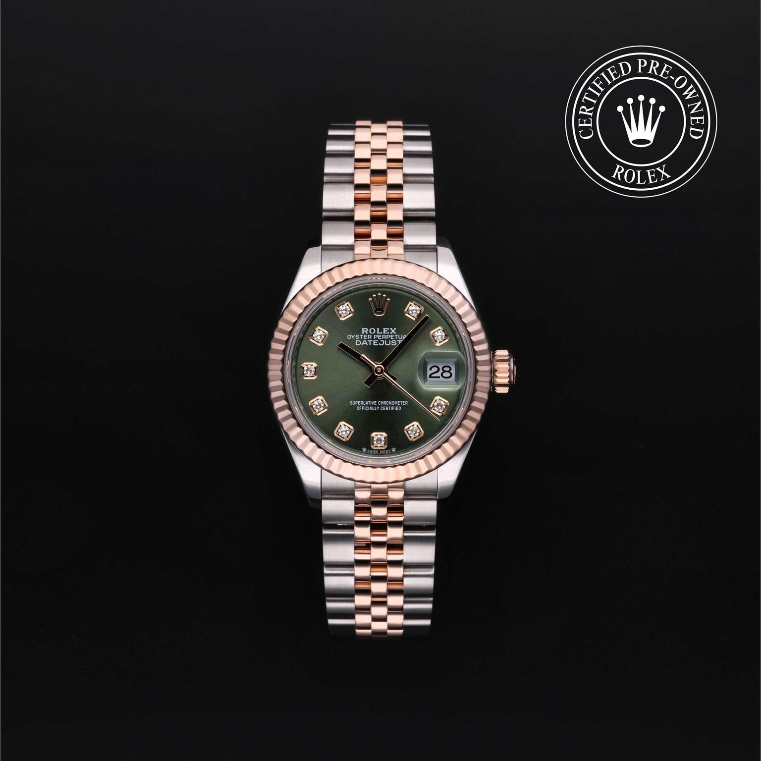 Rolex CPO Lady Datejust M279171 front on white background