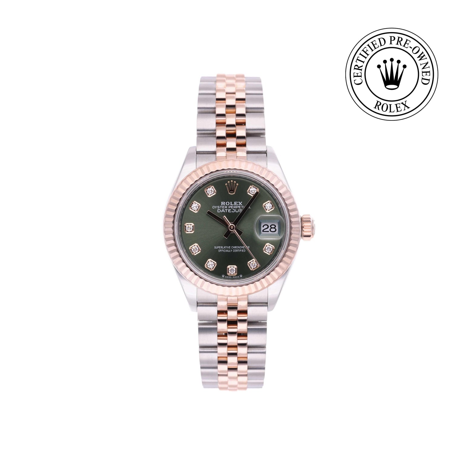 Rolex CPO Lady Datejust M279171 front on white background