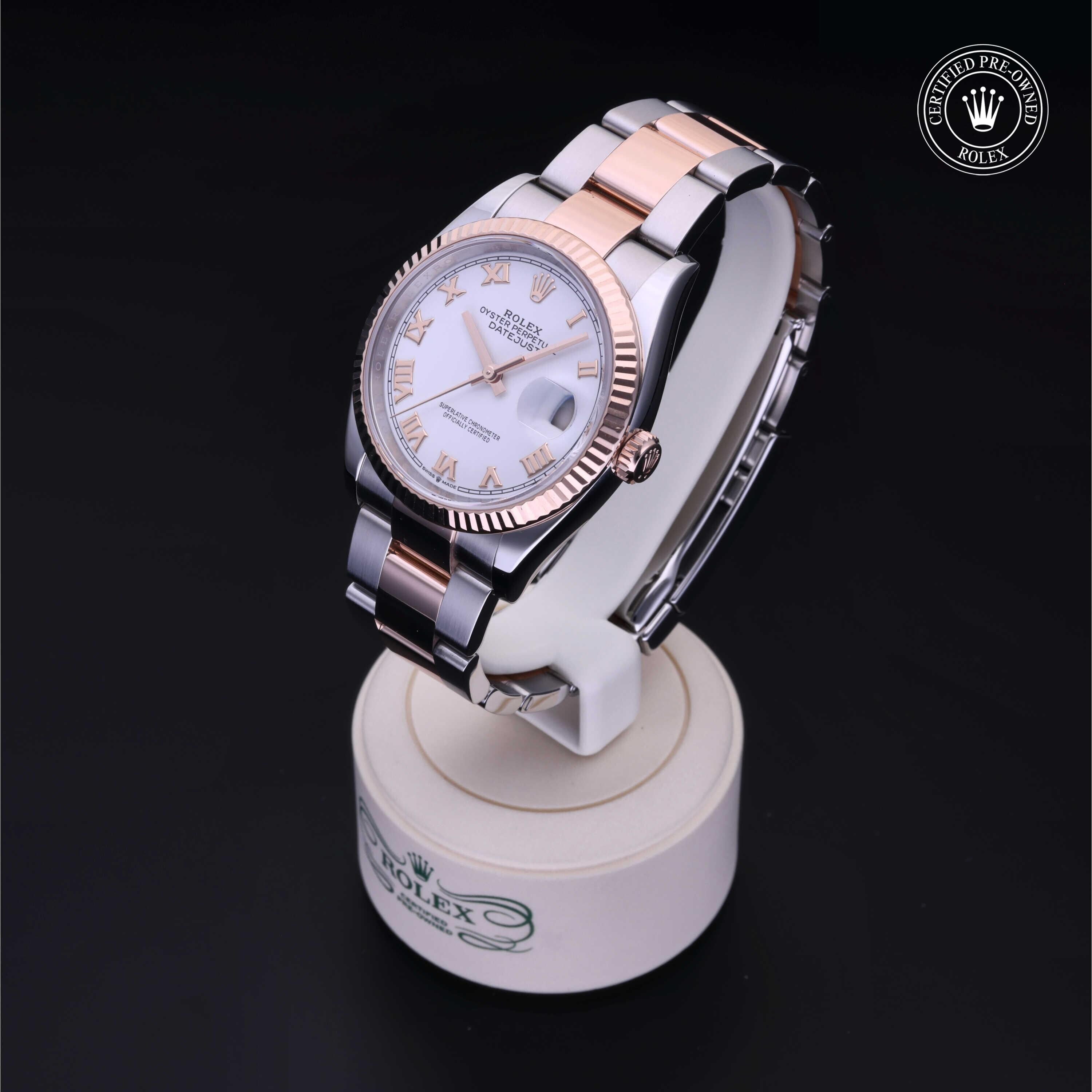Rolex Certified Pre-owned Datejust M126231-0016 front on black background