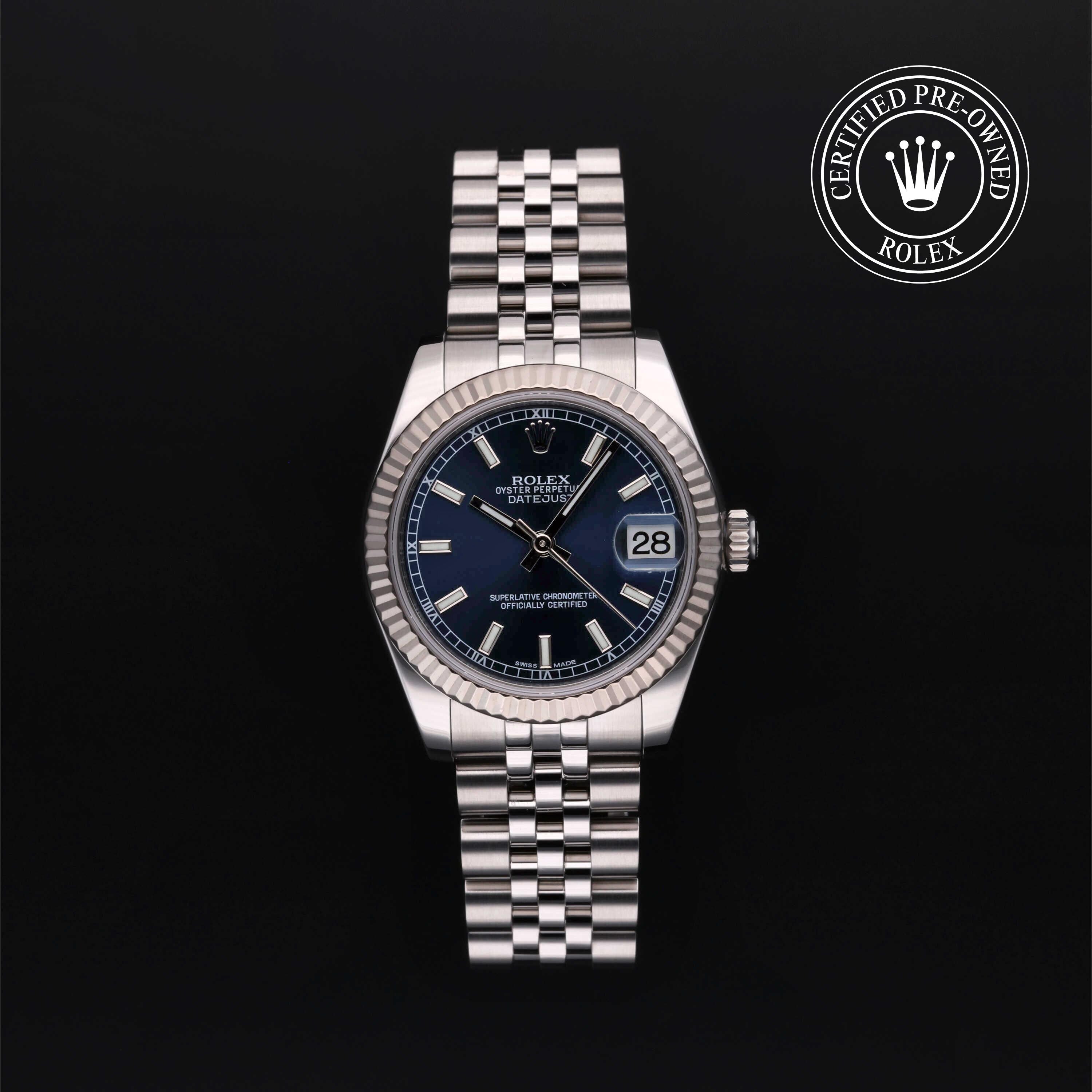 Rolex Certified Pre-owned Lady Datejust M178274-0037 front on black background