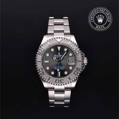 Rolex Certified Pre-owned Yacht-Master M268622-0002 front on black background