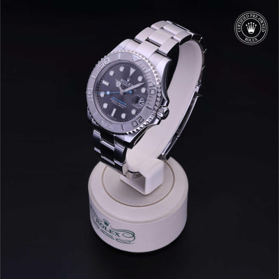Rolex Certified Pre-owned Yacht-Master M268622-0002 front on black background