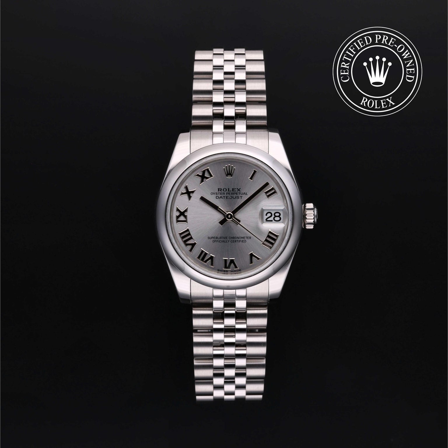 Rolex Certified Pre-owned Lady Datejust M178240-0001 front on black background