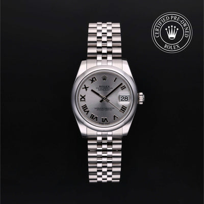 Rolex Certified Pre-owned Lady Datejust M178240-0001 front on black background