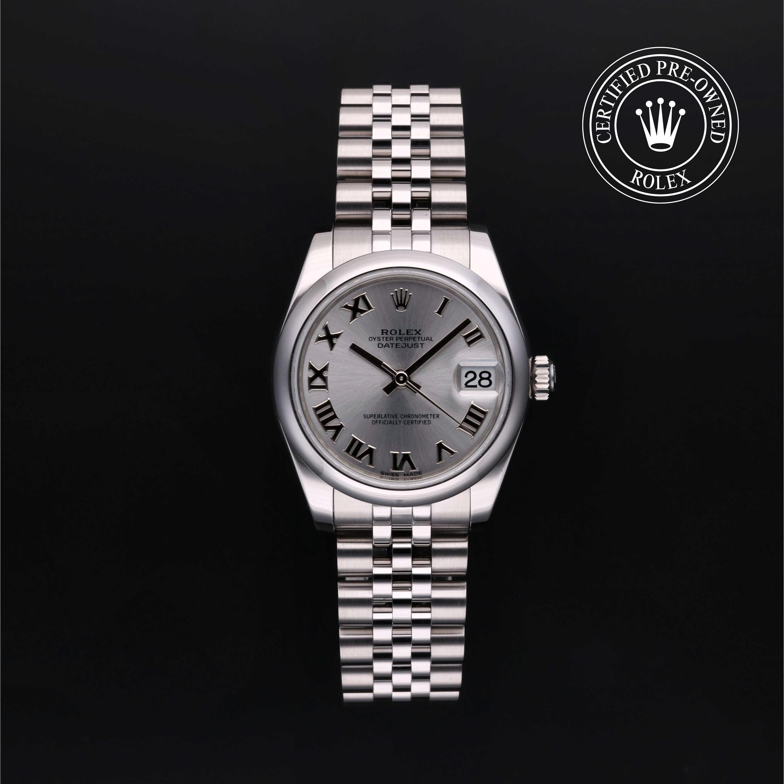 Rolex Certified Pre-owned Lady Datejust M178240-0001 front on black background