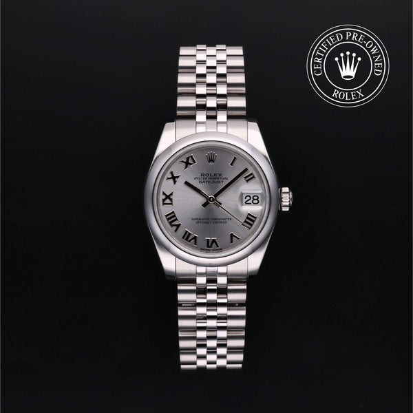 Rolex Certified Pre-owned Lady Datejust M178240-0001 front on black background