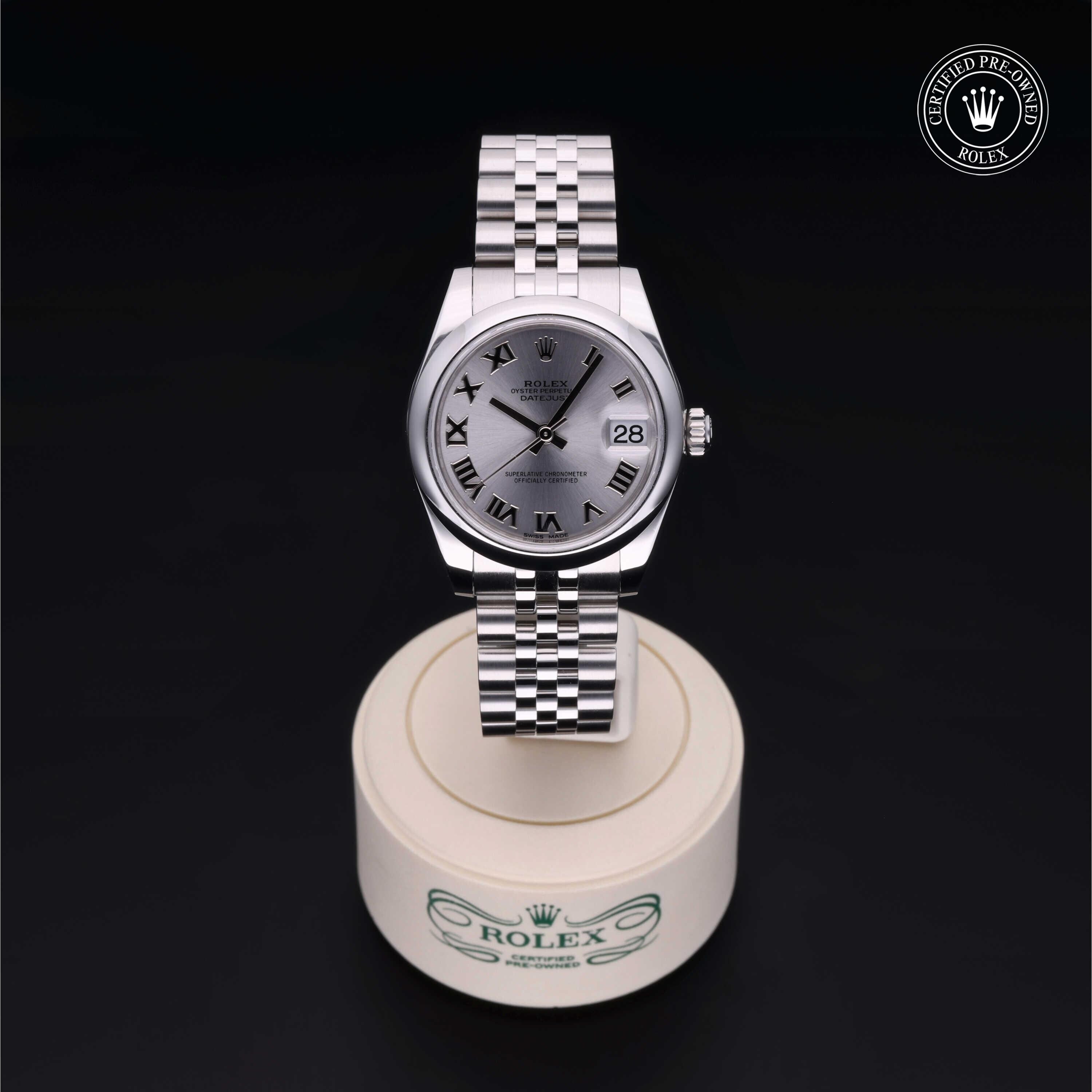 Rolex Certified Pre-owned Lady Datejust M178240-0001 front on black background