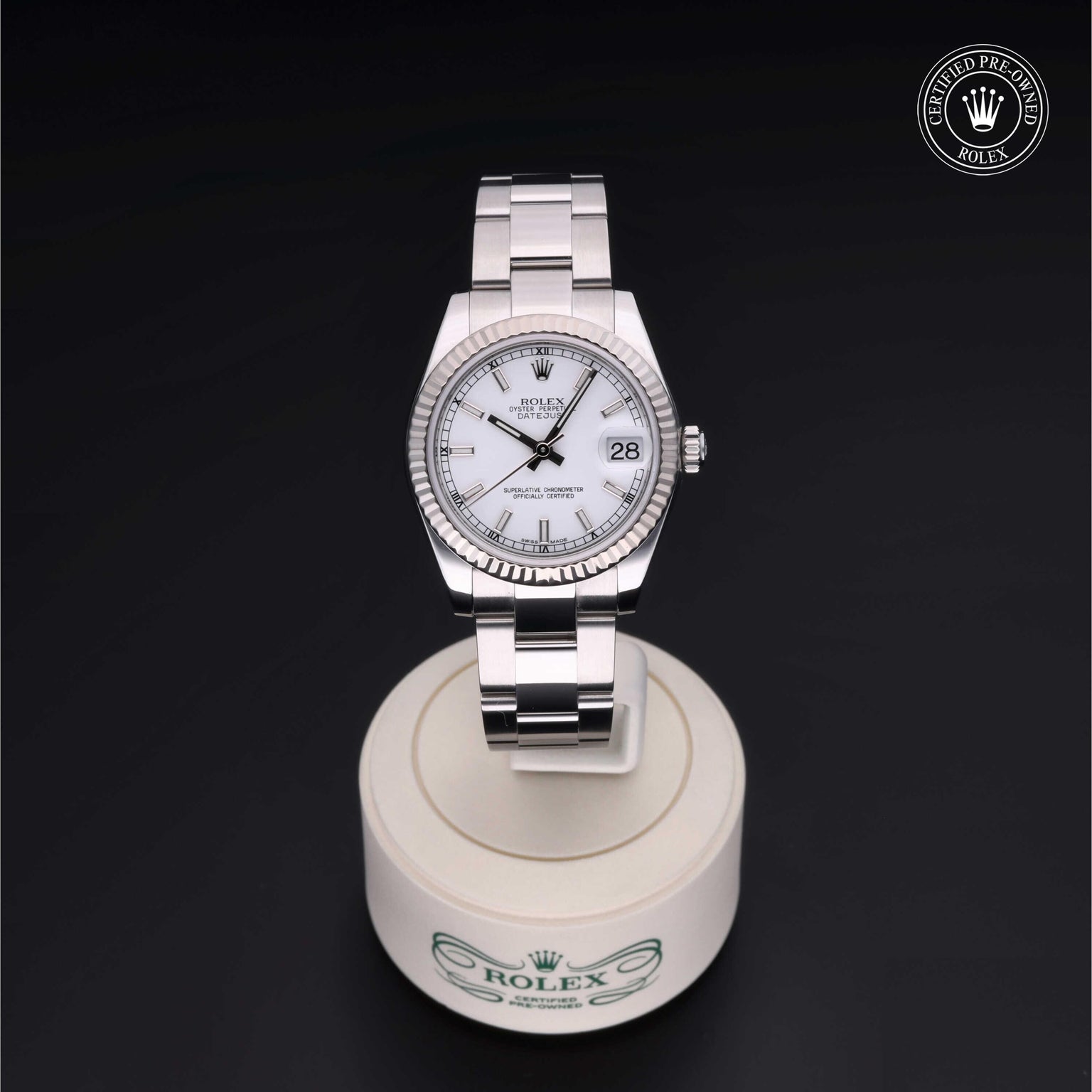 Rolex CPO Lady Datejust M178274 front on white background