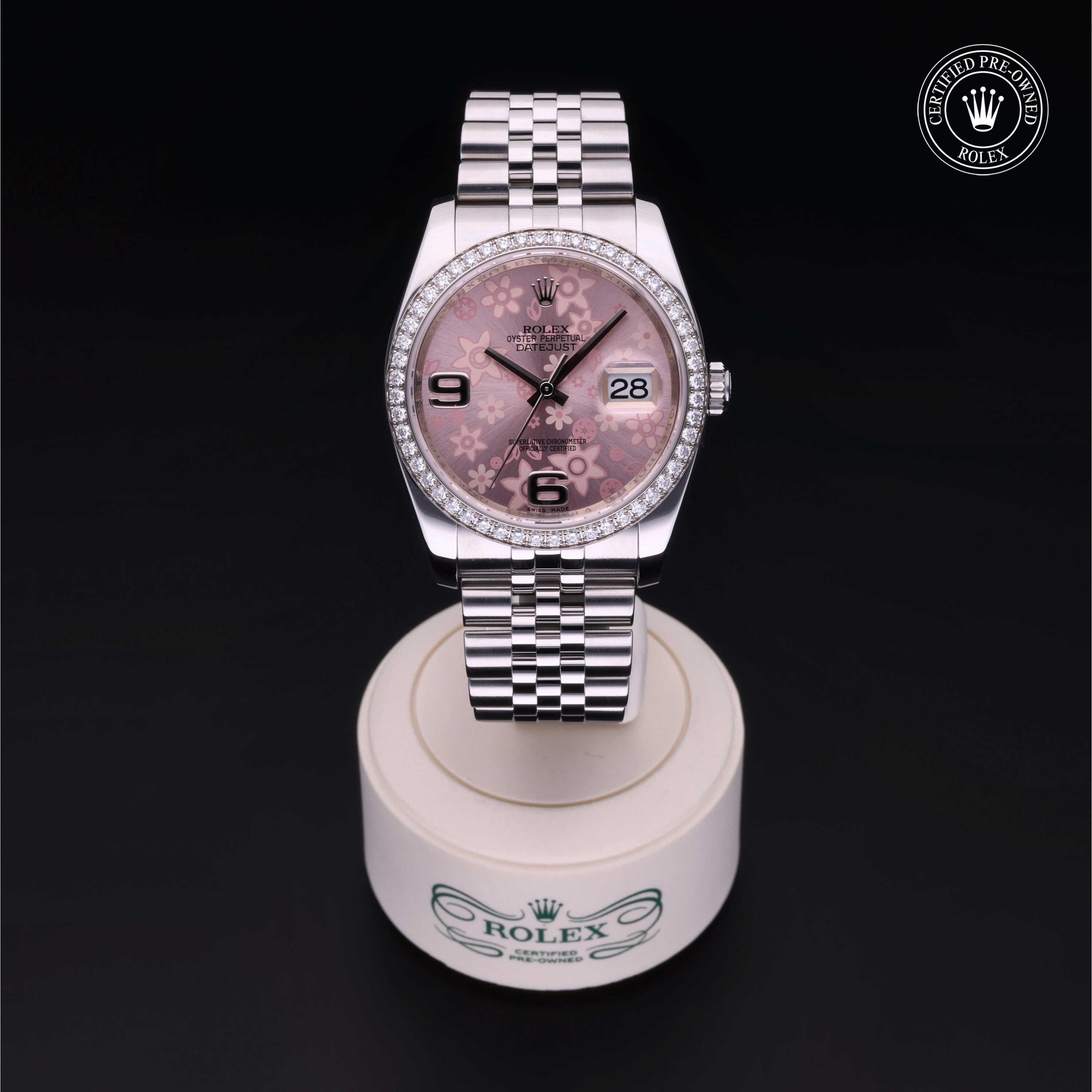 Rolex Certified Pre-owned Datejust M116244-0004 front on black background