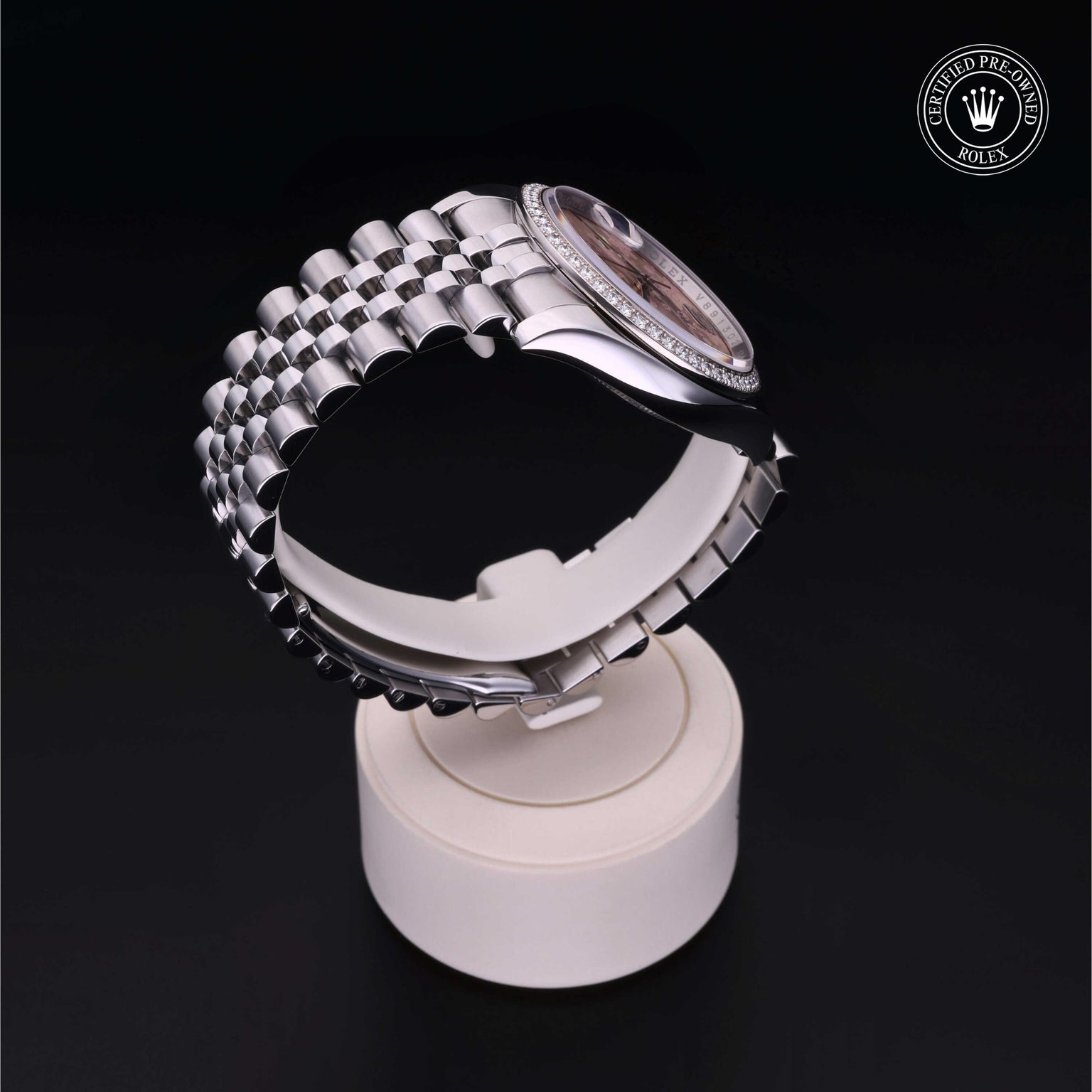 Rolex Certified Pre-owned Datejust M116244-0004 front on black background