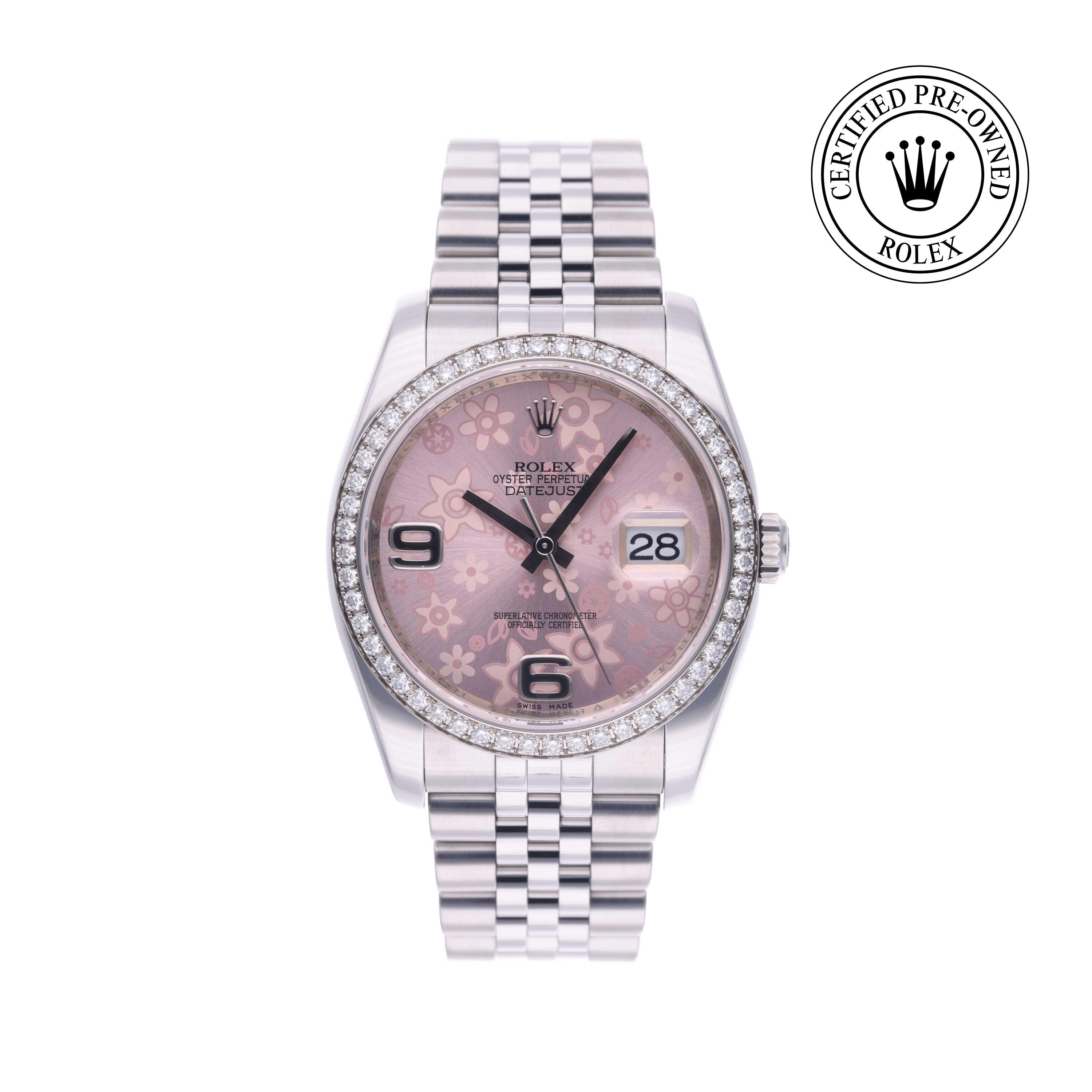 Rolex Certified Pre-owned Datejust M116244-0004 front on white background