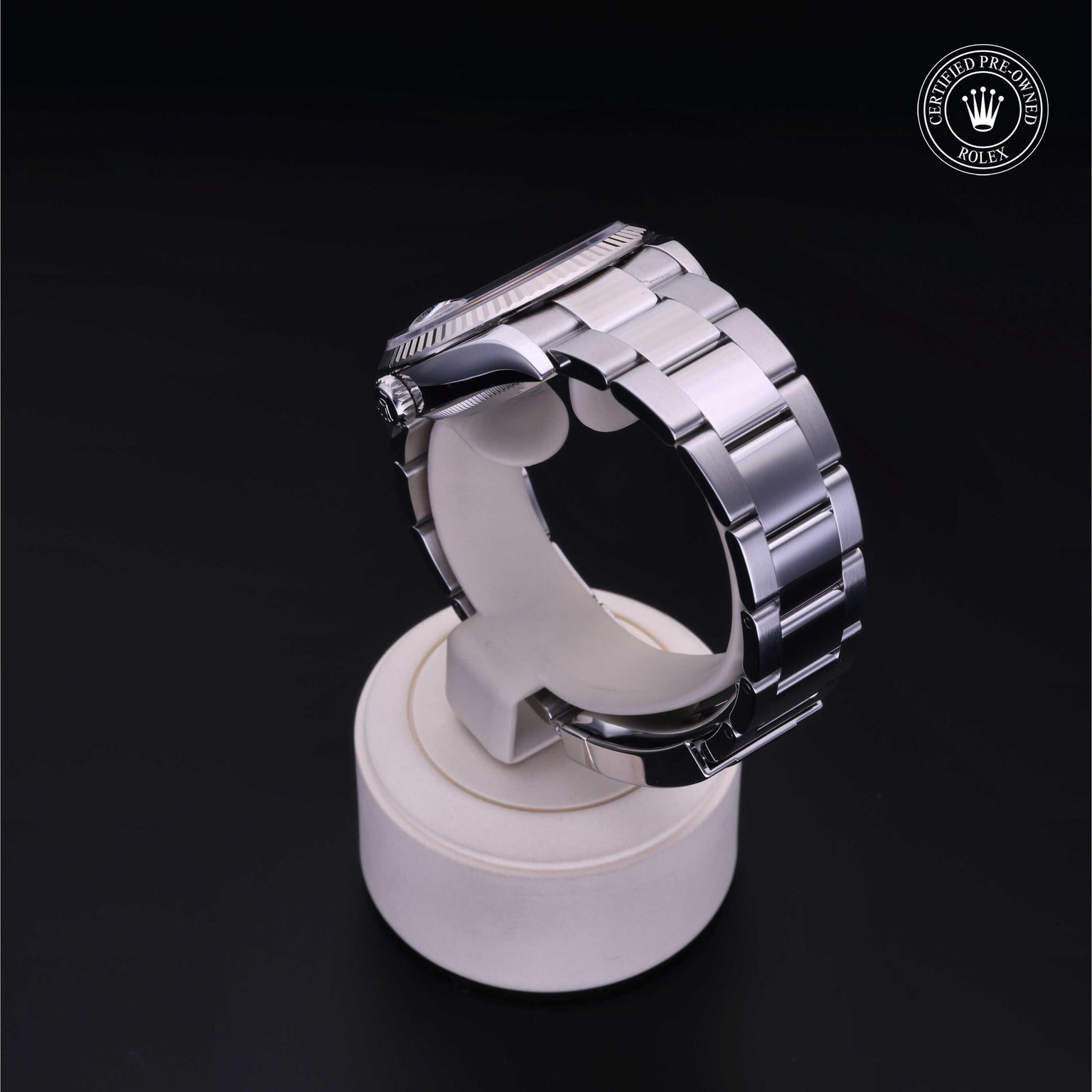 Rolex Certified Pre-owned Datejust M126234-0016 front on black background