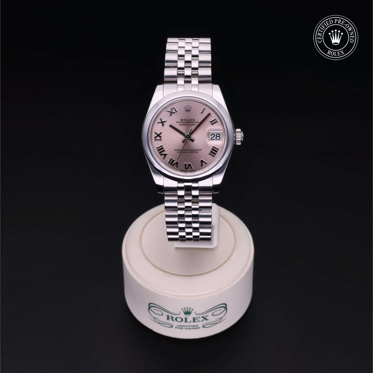 Rolex Certified Pre-owned Lady Datejust M178240-0005 front on black background