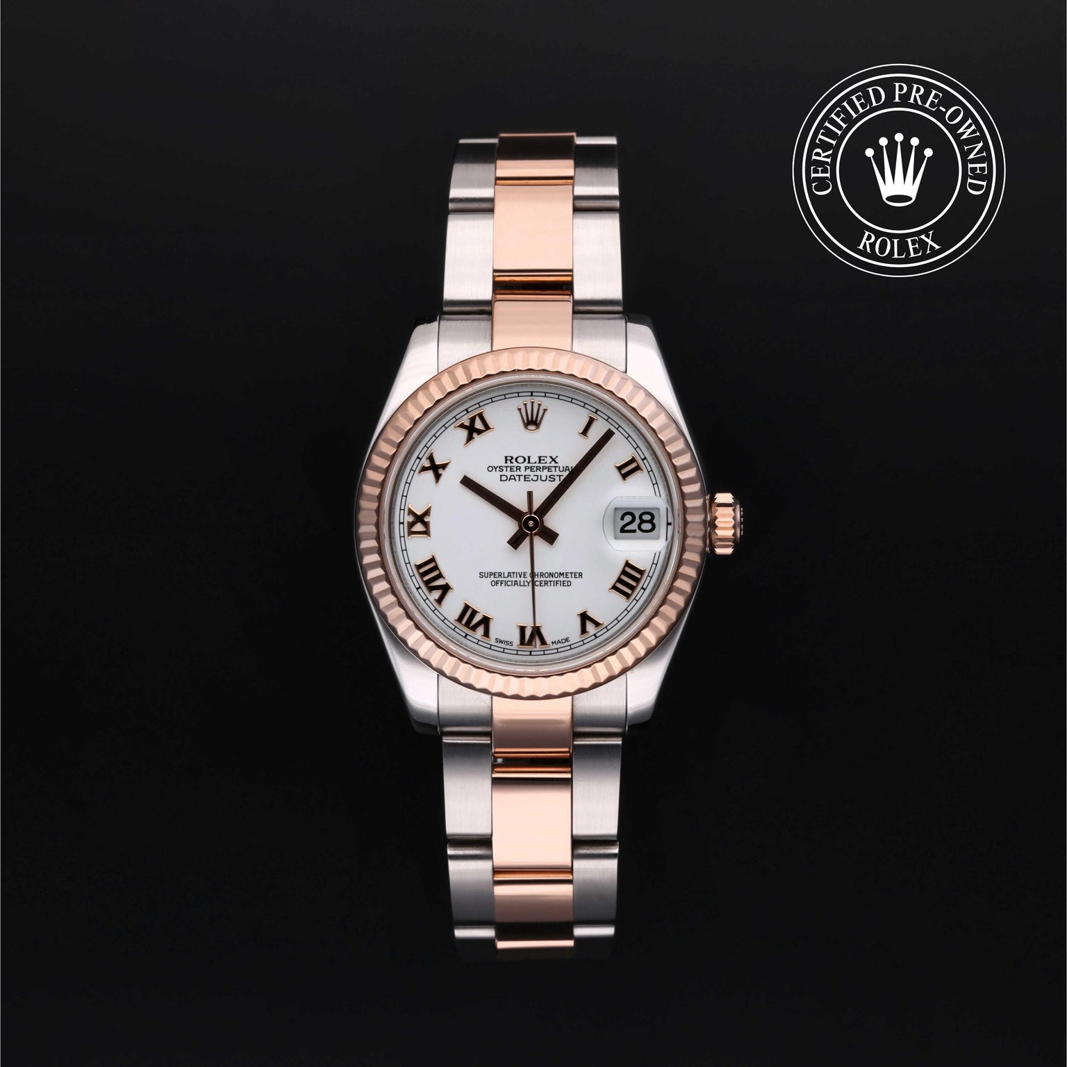 Rolex Certified Pre-owned Lady Datejust M178271-0044 front on black background