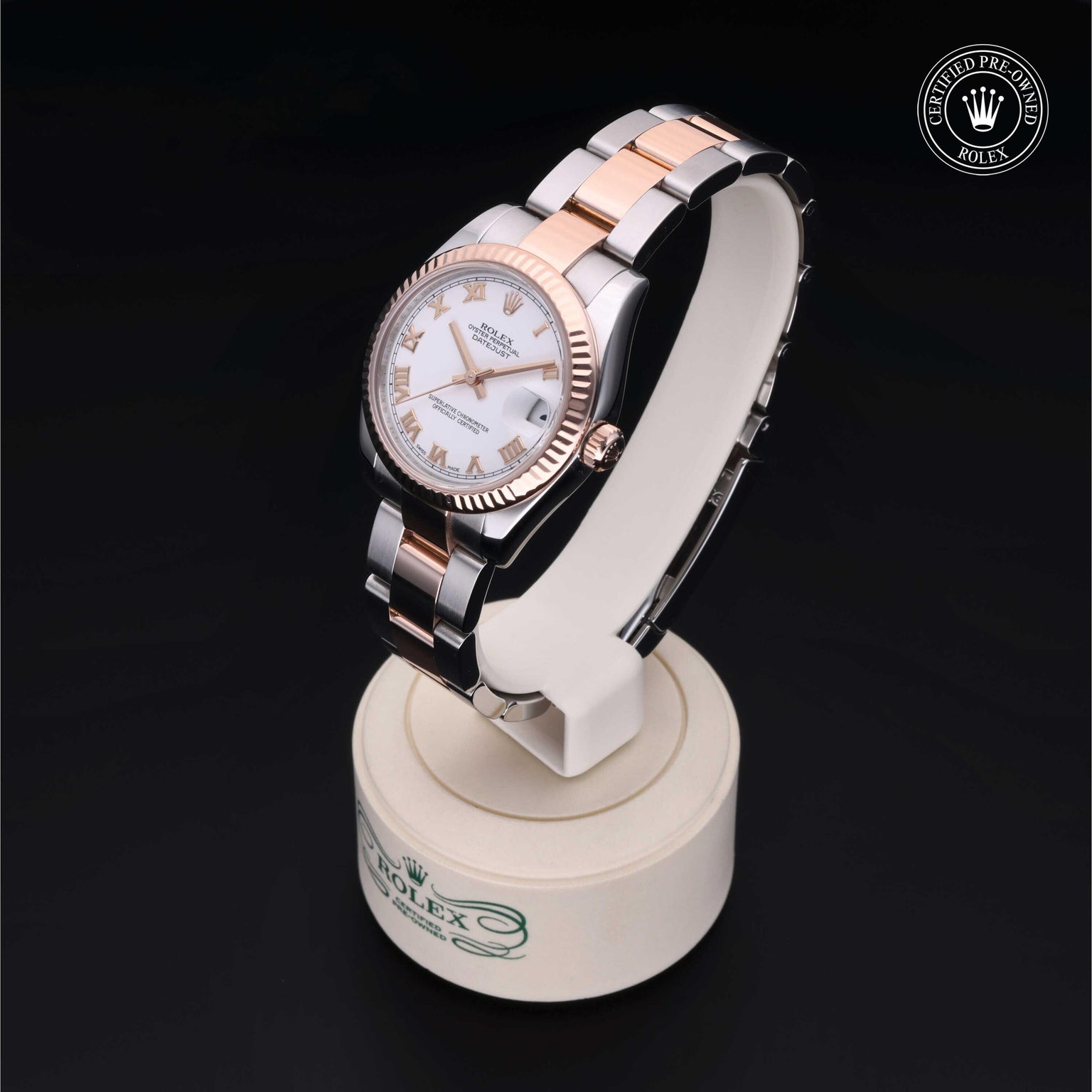 Rolex Certified Pre-owned Lady Datejust M178271-0044 front on black background