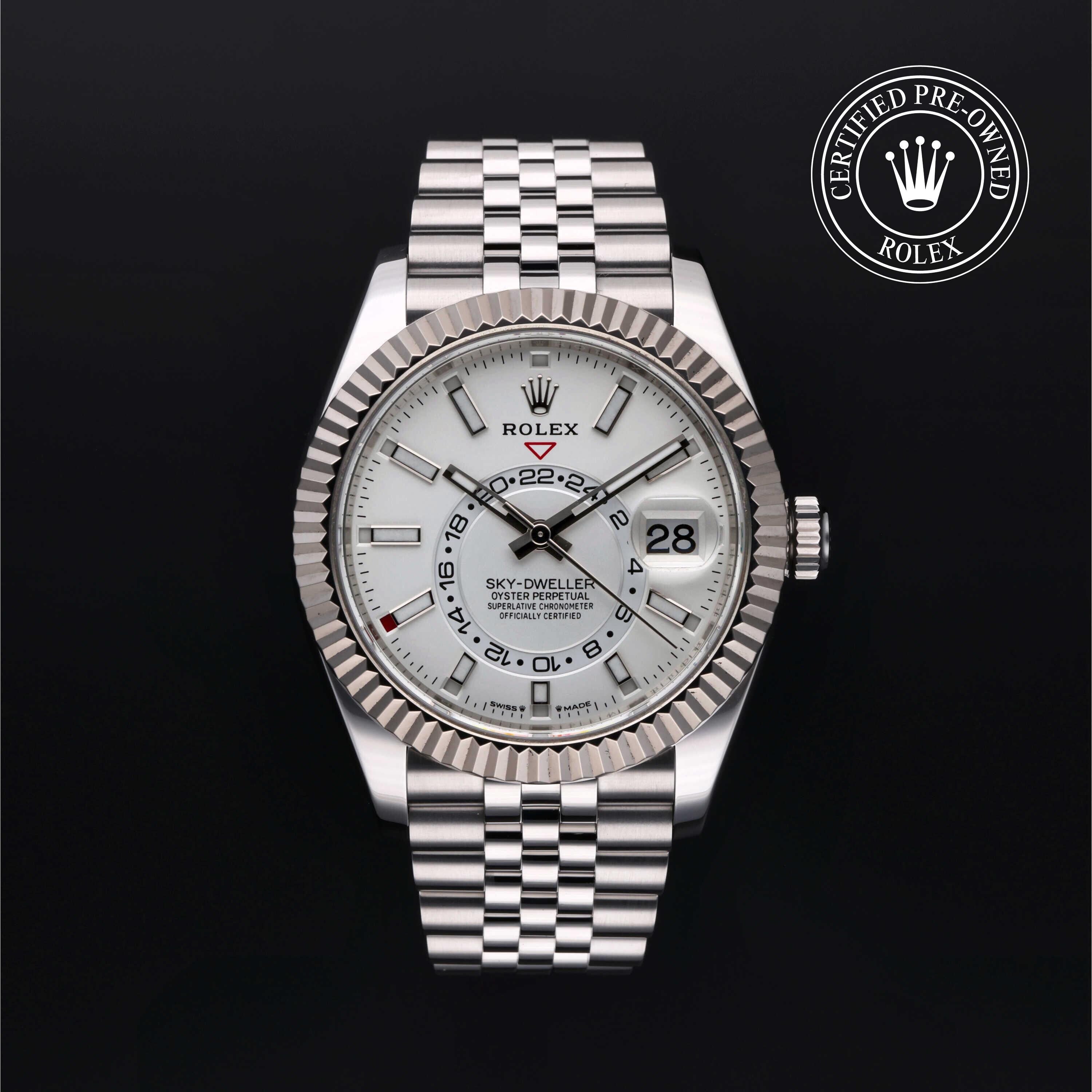 Rolex Certified Pre-owned Sky-Dweller M336934-0004 front on black background