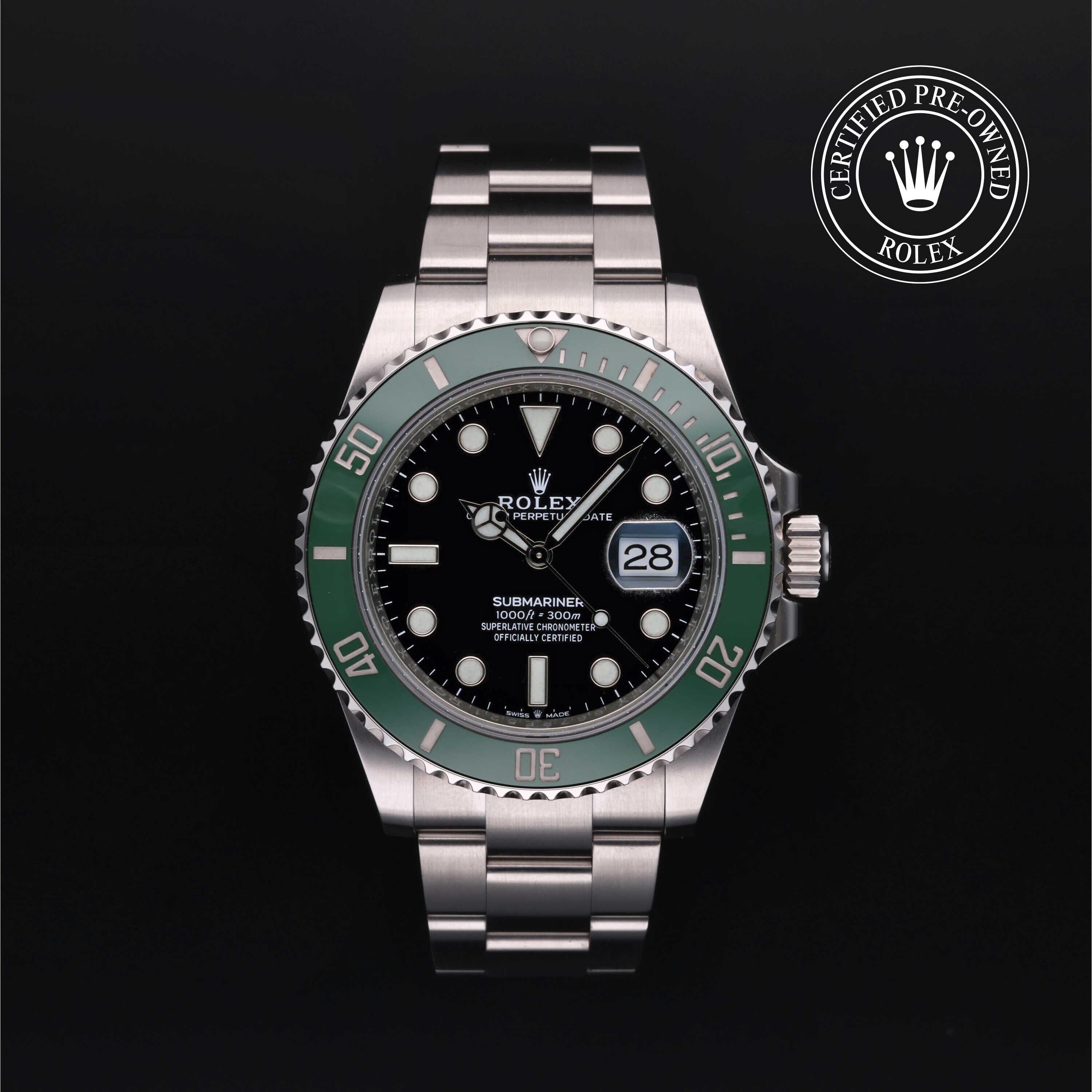 Rolex CPO Submariner M126610LV front on white background