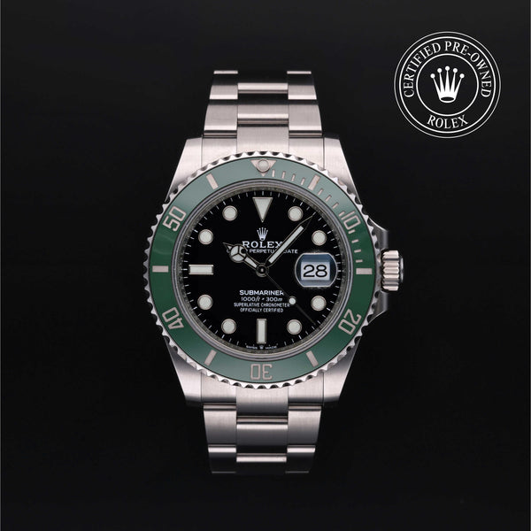Rolex CPO Submariner M126610LV front on white background