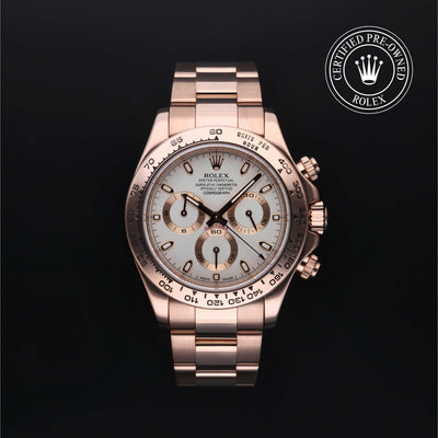 Rolex Certified Pre-owned Daytona M116505-0005 front on black background